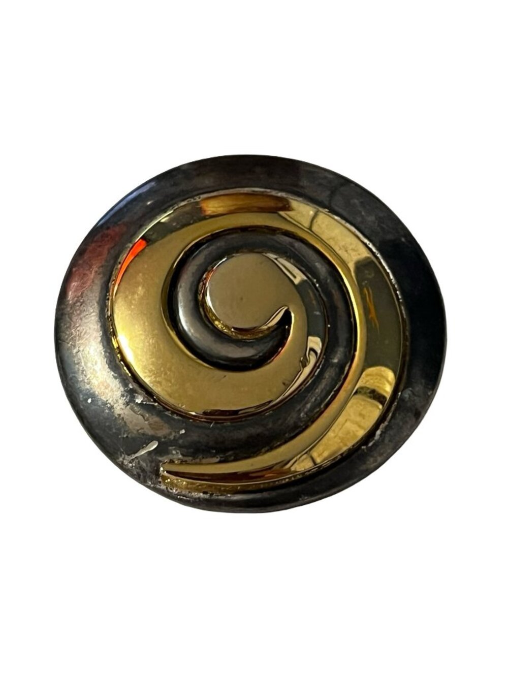 Vintage Two Tone Swirl Brooch Gold Silver Tone Abstract Spiral Pin 1.75 Inch